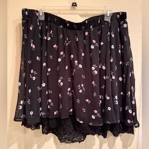 Torrid Black Floral Skater Skirt
